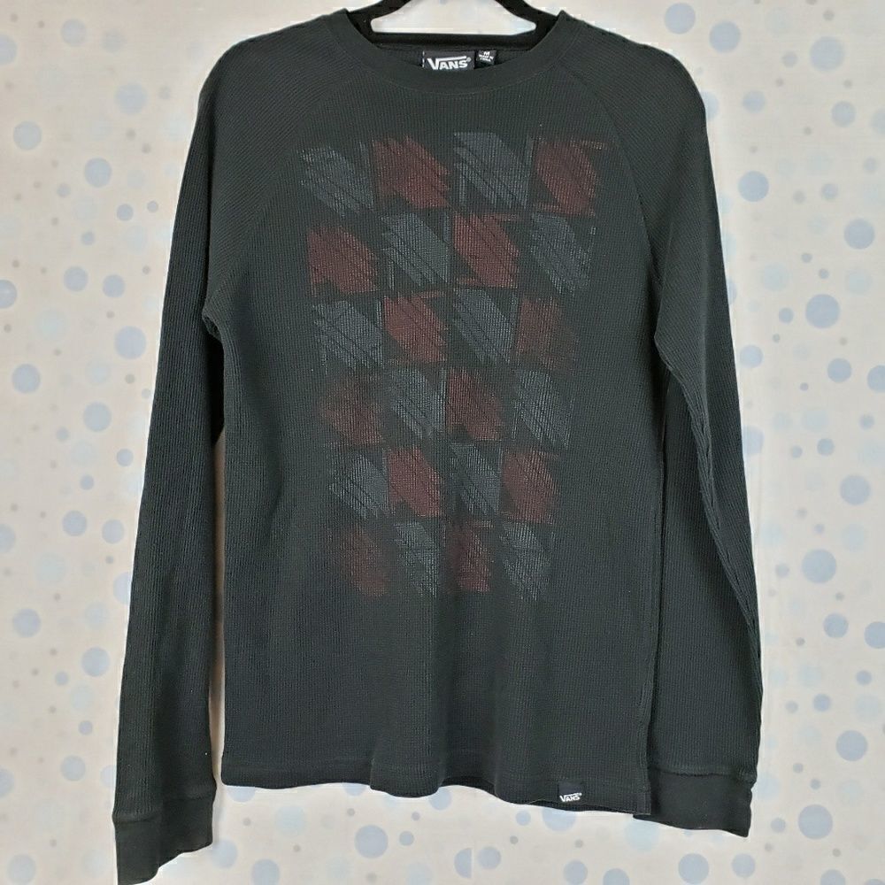 Van's black patterned long sleeve thermal